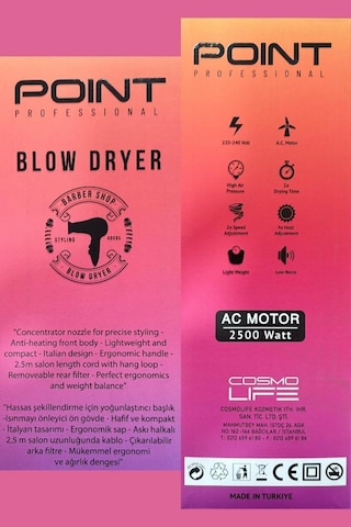 Point Blow Dryer Tam Profesyonel 2500 Watt Ac Motor Fön Makinesi Kırmızı