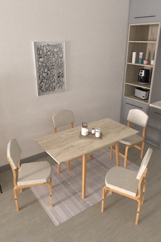 Vilinze Ege Sandalye Avanos Ahşap Mdf Kanatlı Mutfak Masası Takımı - 70x70+70 Cmtk-avanos-07070k-tn-ege19n-sigmabeyaz Kırık Beyaz