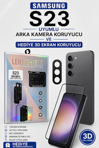 Samsung S23 Uyumlu Arka Kamera Koruyucu+ Full Ekran Koruyucu Si Yah