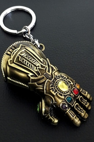 Thentech Thanos Eldiveni Şeklinde Sonsuzluk Taşları İle Metal İşlemeli Anahtarlık 2 Adet Hediyelik Anahtarlık