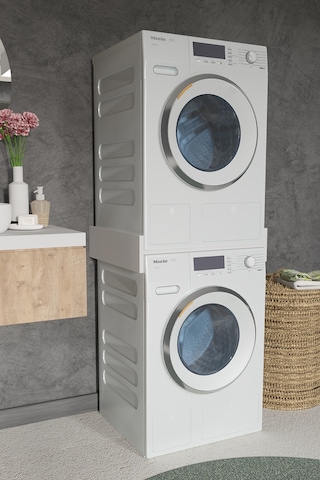 Dekorfim DF03102B Banyo Dolabı Çamaşır Ve Kurutma Makinesi Dolabı Çamaşır Makinesi Rafı Beyaz