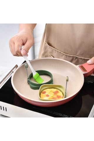 1 Adet Yüksek Isıya Dayanıklı Silikon Yuvarlak Kendin Yap Kızarmış Yumurta Kalıbı Yalıtımlı Kızartma Et Kek Yaratıcı Aletler Yeşil