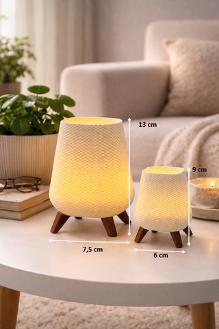 Pilli 2'li Led Mumlu Modern Dekoratif Mini Masaüstü Lambası Sunumluk Ve Masaüstü Dekoratif Işık Beyaz