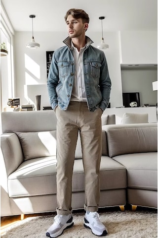 Yeni Düz Sert Gündelik Retro Erkek Pantolonu Yeşil