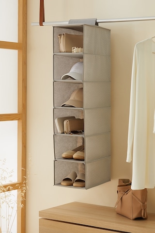 Ocean Home Textile 6 Katlı Gri Balıksırtı Dolap İçi Düzenleyici 21 x 30 x 95 cm