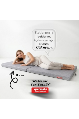 Xpermate Katlanır Yatak Yer Yatag I 70x180x6 Gri 2yktlnr