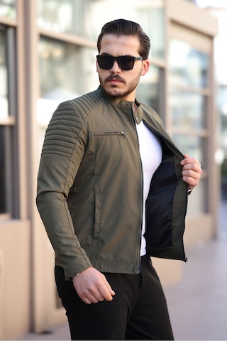 Mero Life Erkek Haki Su Ve Rüzgar Geçirmez Slim Fit Astarlı Mevsimlik Mont Haki