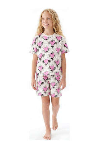 Modanino Kız Çocuk %100 Pamuk Ve Şortlu Pijama Takımı 8-13 Yaş 12721ıs Pembe