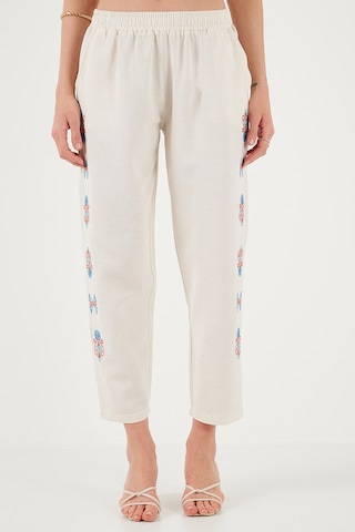 Lela Bohem Işlemeli Keten Ve Pamuk Karışımlı Şalvar Bayan Pantolon 5865050 Bej-Oranj