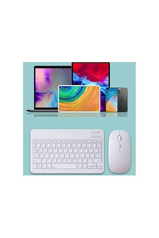 Tüm Ipad Modelleri İle Uyumlu Bluetooth Özellikli Klavye Mouse Set Lavanta