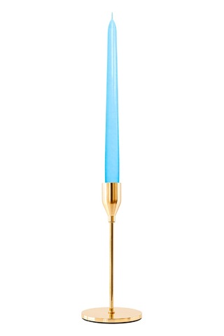 6 Lı Kısa Açık Mavi Konik Şamdan Mum Yükseklik 18 Cm Açık Mavi