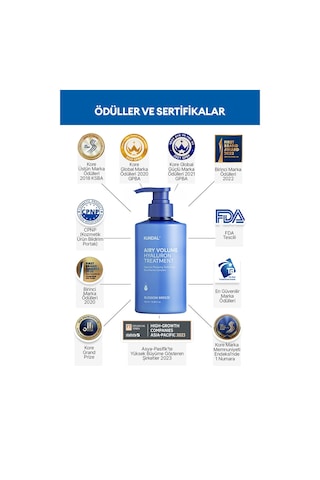 Arındıran Nemlendiren Hacim Veren Saç Kremi Kundal Airy Volume Hyaluron Treatment 500ml Blossom Br.