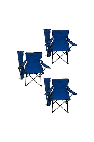 Bofigo 3'lü Kamp Sandalyesi Piknik Sandalyesi Katlanır Sandalye Taşıma Çantalı Kamp Sandalyesi Mavi