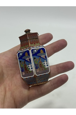 Antika Cloisonne Minyatür Kavanoz 8,1x4,2cm 134