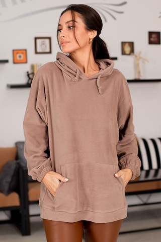 Armonika Kadın Vizon Polar Oversize Sweatshirt Arm-22k001005