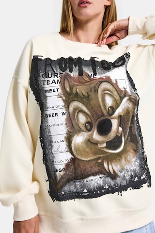 Itsbasic Kadın Ekru W5 Oversize Baskılı %100 Koton Organik Kumaş Sweatshirt