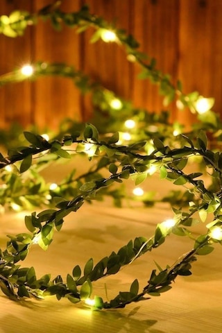Hazır Pirinç Ledli Yapay Çiçek Sarmaşık , Dekoratif Ip Tipi Pilli Ledli Sarmaşık 300 Cm