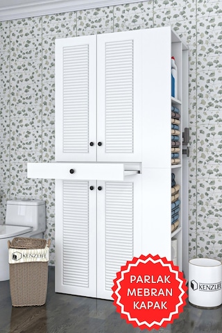 Kenzlife Membran Çamaşır-kurutma Makinesi Dolabı Ahi Evran Sağ Byzbyz Panjur 187 090 60 Mebran Kapak Suntalam Gövde Beyaz