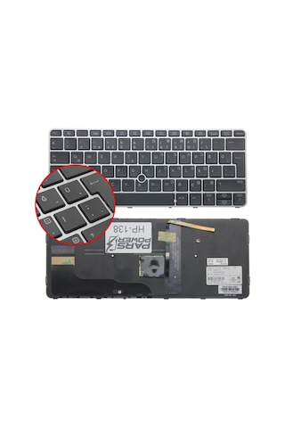 HP Uyumlu EliteBook 820 G3 (T9X49EA) Klavye Işıklı (Siyah TR) (Pars Power) Siyah - Işıklı 103462