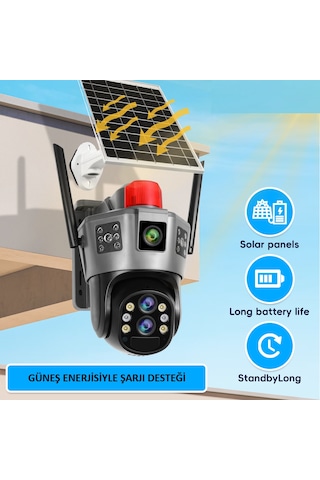 Ultimate Okam Pro 6020 128gb Solar Güneş Enerjili Gece Görüş İnsan Takibi 15mp 3 Lens 4g Akıllı Kamera