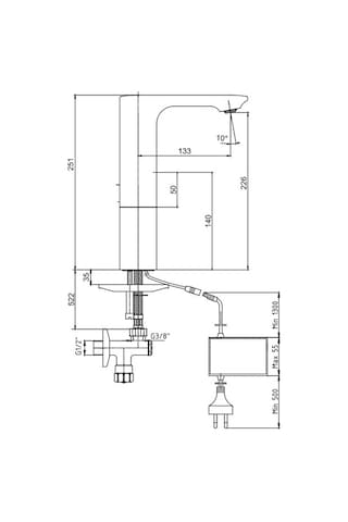 Eca 108108046 Compact Elektrikli Çift Su Girişli Orta Boy Fotoselli Lavabo Bataryası