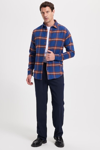 Tudors Erkek Slim Fit Dar Kesim Kareli Kışlık Oduncu Gömlek-42363 Saks Mavi