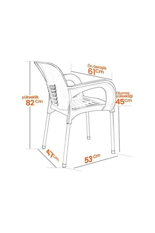 Sadikplastik 4 Adet Metal Ayaklı Eyfel Plastik Sandalye Kırmızı