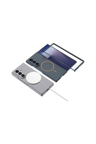 Galaxy Uyumlu Z Fold 7 Kılıf Wireless Şarj Özellikli Kıpta M-safe Ultra İnce Kapak Siyah
