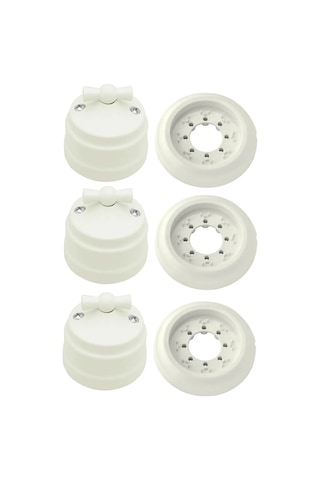 Bylectrıca Retro Bej Çerçeveli Döner Yüzey Monte Anahtarı 3 Adet 367567463