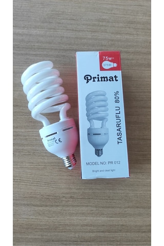 Primat Pr-012 75w 375w Eşdeğer %80 Enerji Tasarruflu Yüksek Parlaklık Spiral Ampul - E27 Duy Beyaz