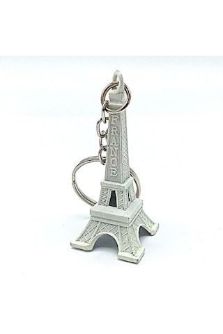 Dünyadanhediyeler Paris Eyfel Kulesi 3D Metal Anahtarlık Beyaz