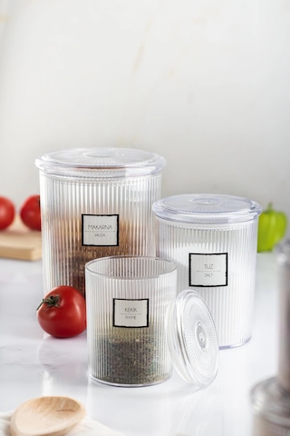12'li Barok Yuvarlak 3 Boy Kavanoz Seti & Saklama Kabı & Erzak Kabı 4 2000 Ml, 4 1000 Ml, 4 500 Ml Çok Renkli
