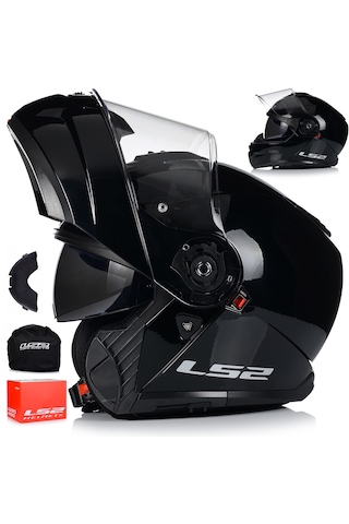 Ls2 Strobe 2 Siyah Çene Açılır Motosiklet Kaskı Siyah