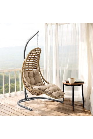 Capri Swing Bodrum Tekli Rattan Bahçe Salıncağı Balkon Salıncağı Renkli