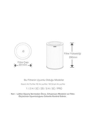 Xiaomi Purmed 1-2h-2s-3h-3c-pro Uyumlu Rfid Çipli Hepa ve Aktif Karbon Filtre