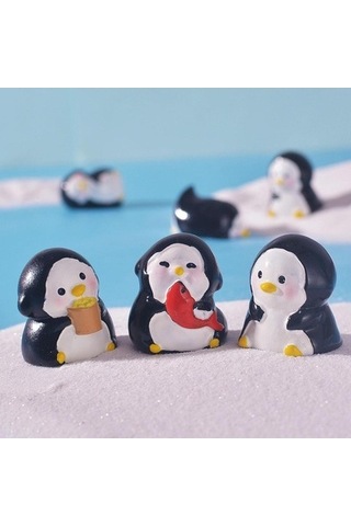 Lijinxu 6x Mini Penguen Figürleri Dekoratif Saksı Dekor Reçine Çok