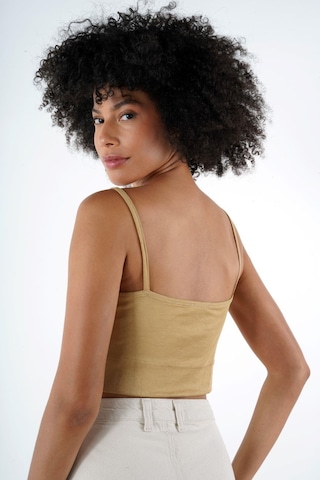 Alexander Gardi Alexandergardı Askılı V Yaka Crop Top Büstiyer B24-0079 01 Sütlü Kahverengi