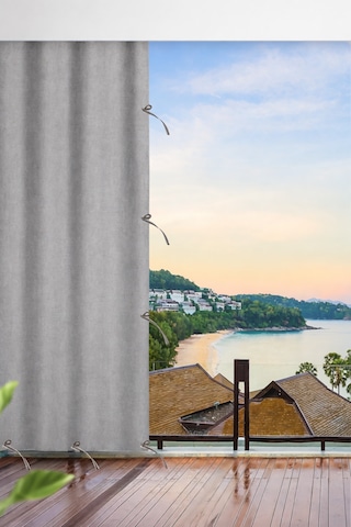 Su Geçirmez Balkon Perdesi Lüks Kornisli Bağcıklı Branda Balkon Brandası Gri
