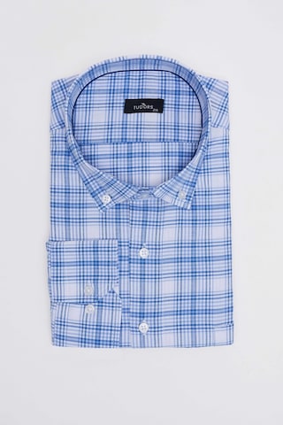 Tudors Büyük Beden Düğmeli Yaka Kareli Pamuklu Erkek Gömlek-31471-çok Renkli Çok Renkli