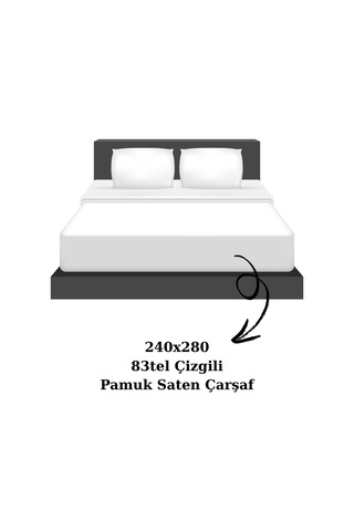 Nivora Çift Kişilik Çizgili Pamuk Saten Çarşaf 240x280 Mix & Match Otel Serisi Beyaz