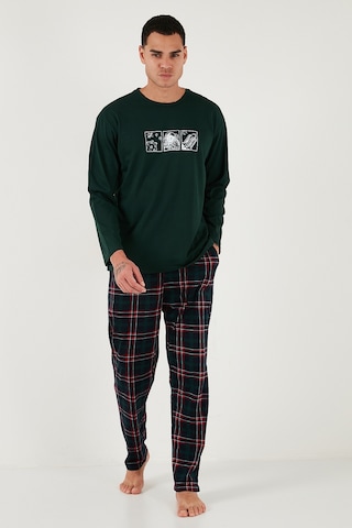 Buratti Ekoseli Pamuklu Regular Fit Yüksek Bel Bisiklet Yaka Erkek Pijama Takımı 6574000 Yeşil