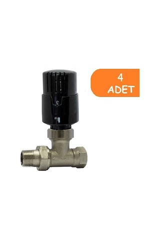 4 Adet Eca Trv4 Termostatik Düz Radyatör Valfi Petek Vanası Siyah 802120117