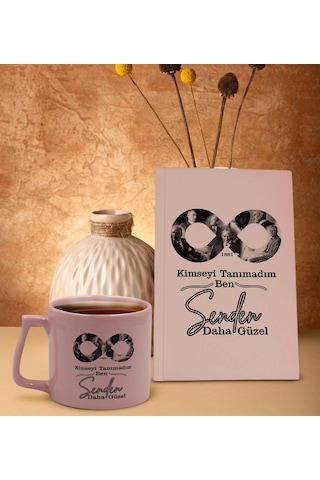 Bk Gift Kimseyi Tanımadım Ben Atatürk Temalı Pembe Sert Kapaklı Defter Ve Middle Kupa Seti-4, Arkadaşa Hediye, Yeni İş Hediyesi, Doğum Günü Hediyesi