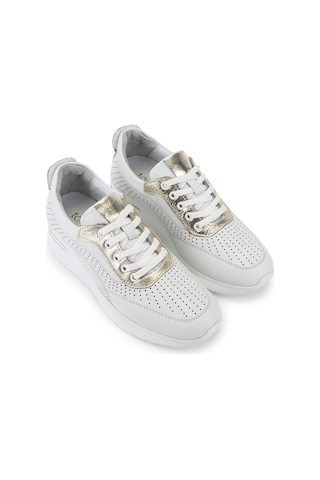 Tamer Tanca Kadın Hakiki Deri Beyaz Sneakers & Spor Ayakkabı 773 26551 Bn Ayk Y26 Beyaz/l.gold