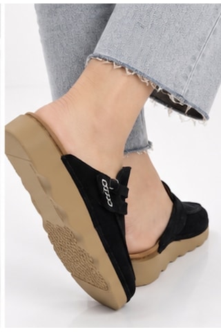 N Napa Shoe Np.351.siyah Süet Deri Terlik