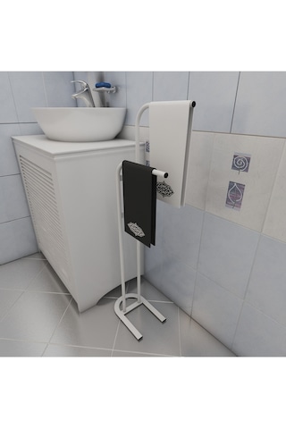 Retro Beyaz Banyo Havluluğu Banyo Düzenleyici Konsept Havlu Beyaz