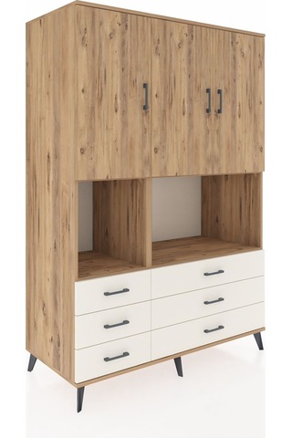 Kronos Dolap 6 Raflı 6 Çekmeceli 3 Kapaklı 132x59x195 Çam-çam... Çam