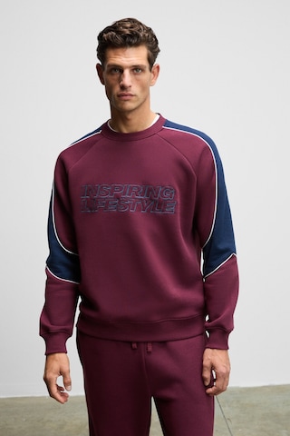 Grımelange Hercules Erkek Bisiklet Yaka Önü Nakışlı Kolları Biyeli Bordo Sweatshirt Bordo