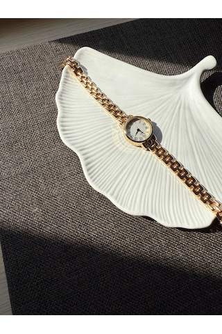 Retro Minimal Hasır Kordon Vintage Kadın Kol Saati Sarı