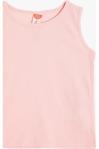 Koton Basic Atlet Yuvarlak Yaka Kolsuz Ribanalı Pamuklu Pembe 0ymg39139ok Gülkurusu